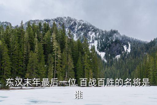 东汉末年最后一位 百战百胜的名将是谁
