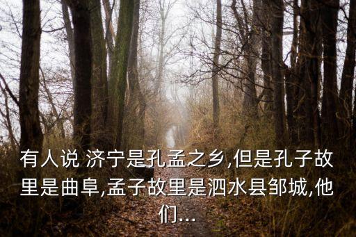 有人说 济宁是孔孟之乡,但是孔子故里是曲阜,孟子故里是泗水县邹城,他们...