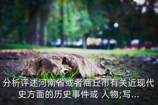分析评述河南省或者商丘市有关近现代史方面的历史事件或 人物;写...